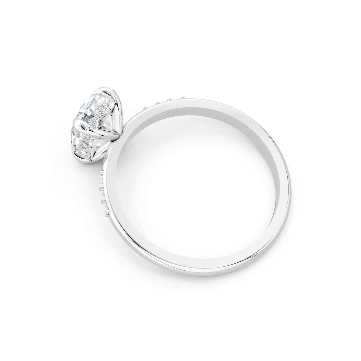 Oval Diamond Engagement Ring with Halo and Side-By-Side Round Diamond Band Forever For Love