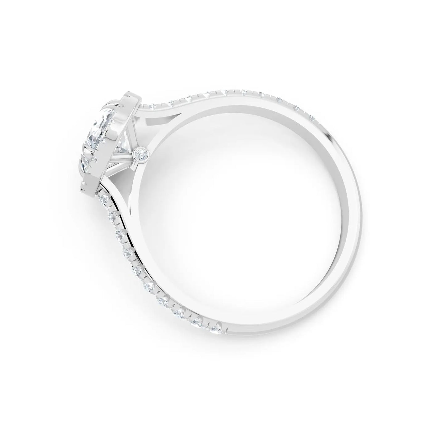 Oval Diamond Engagement Ring with Single Halo and Pave Band Forever For Love