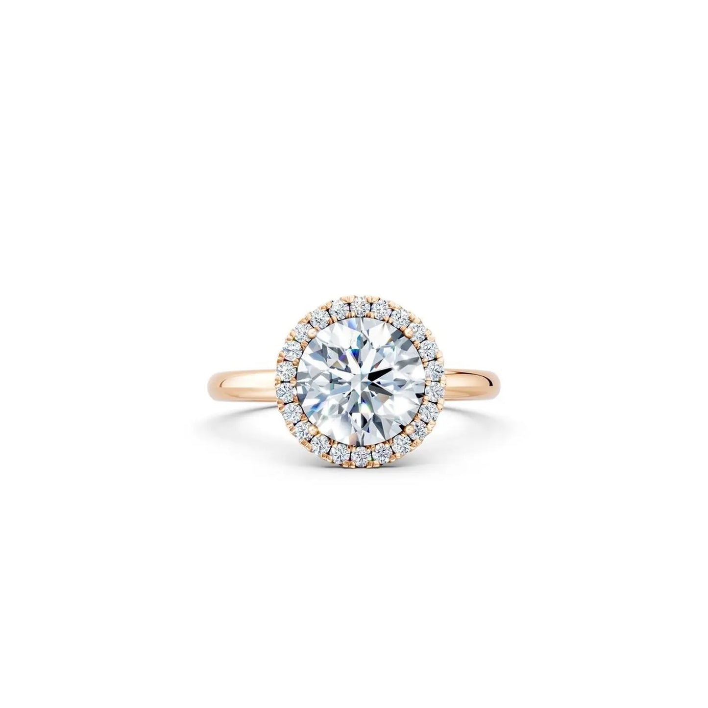 Round Diamond Halo Engagement Ring with Plain Band - Round