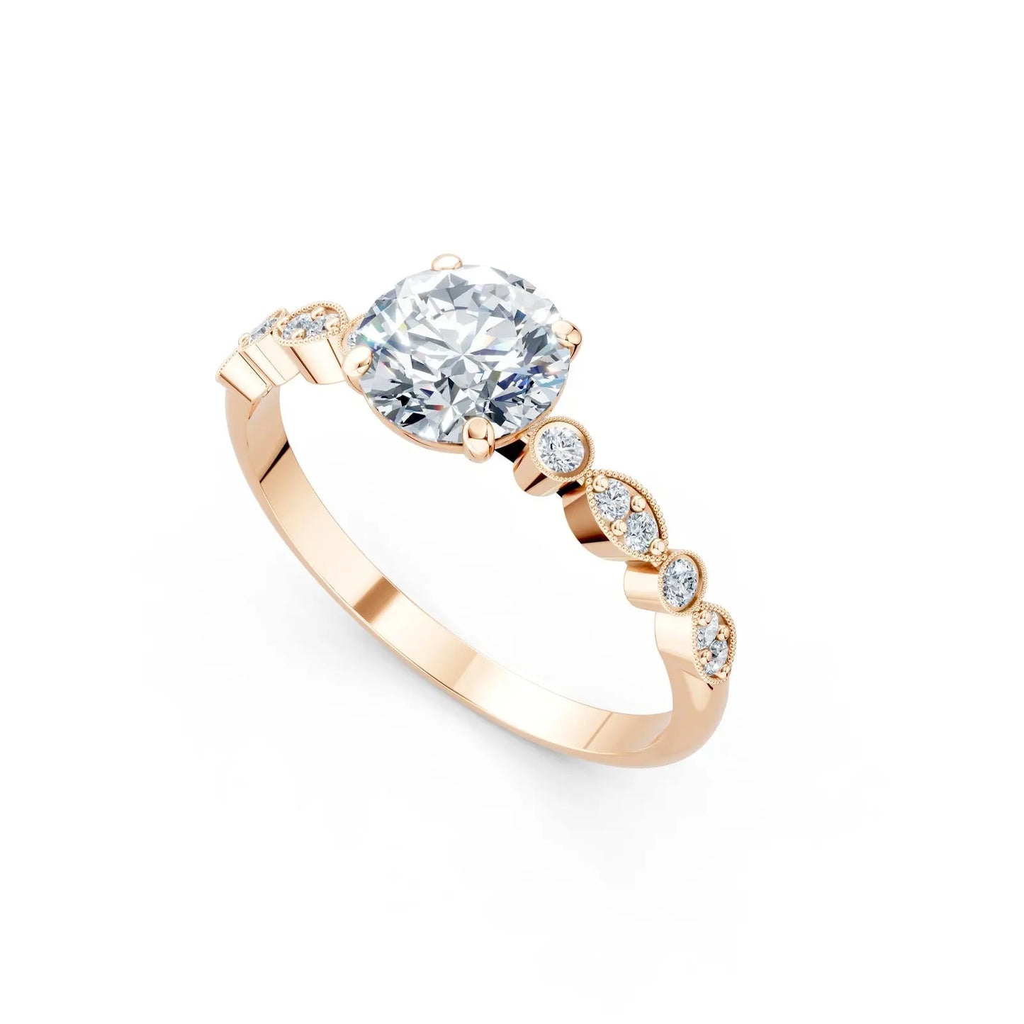 Round Diamond Art Deco Ring Forever For Love