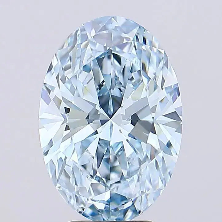 3.09ct Oval Lab Grown Diamond (Colour Fancy Intense Blue, Clarity VVS2, IGI Certified) Forever For Love