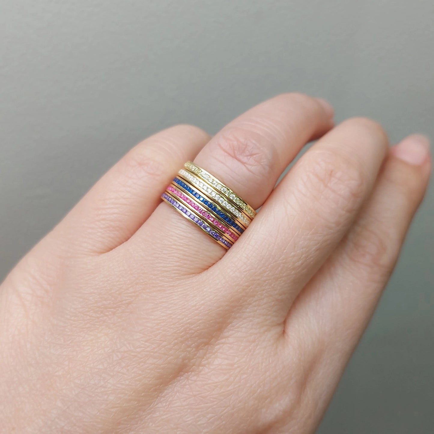 Natural Sapphire Gemstone Stacking Bands Forever For Love