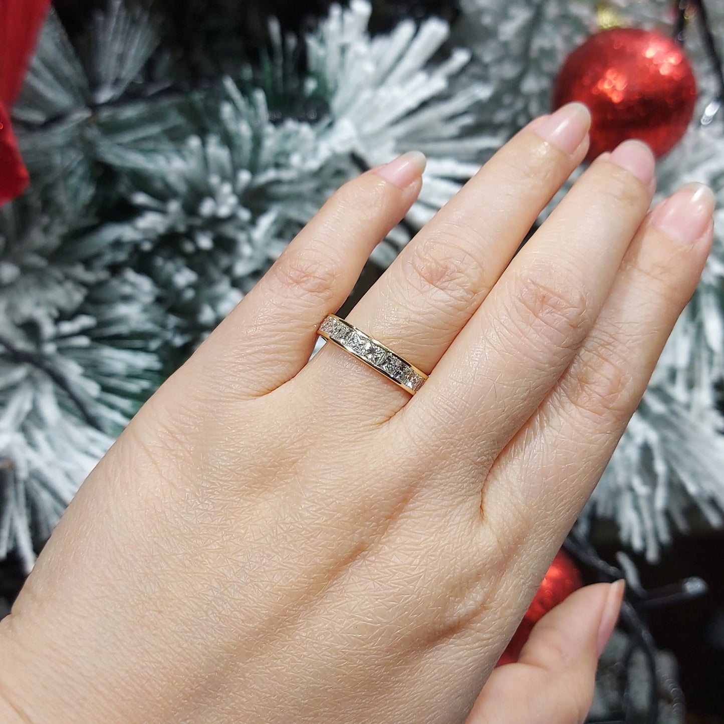 Total 4ct 3mm Princess Cut Lab Diamond Band Forever For Love