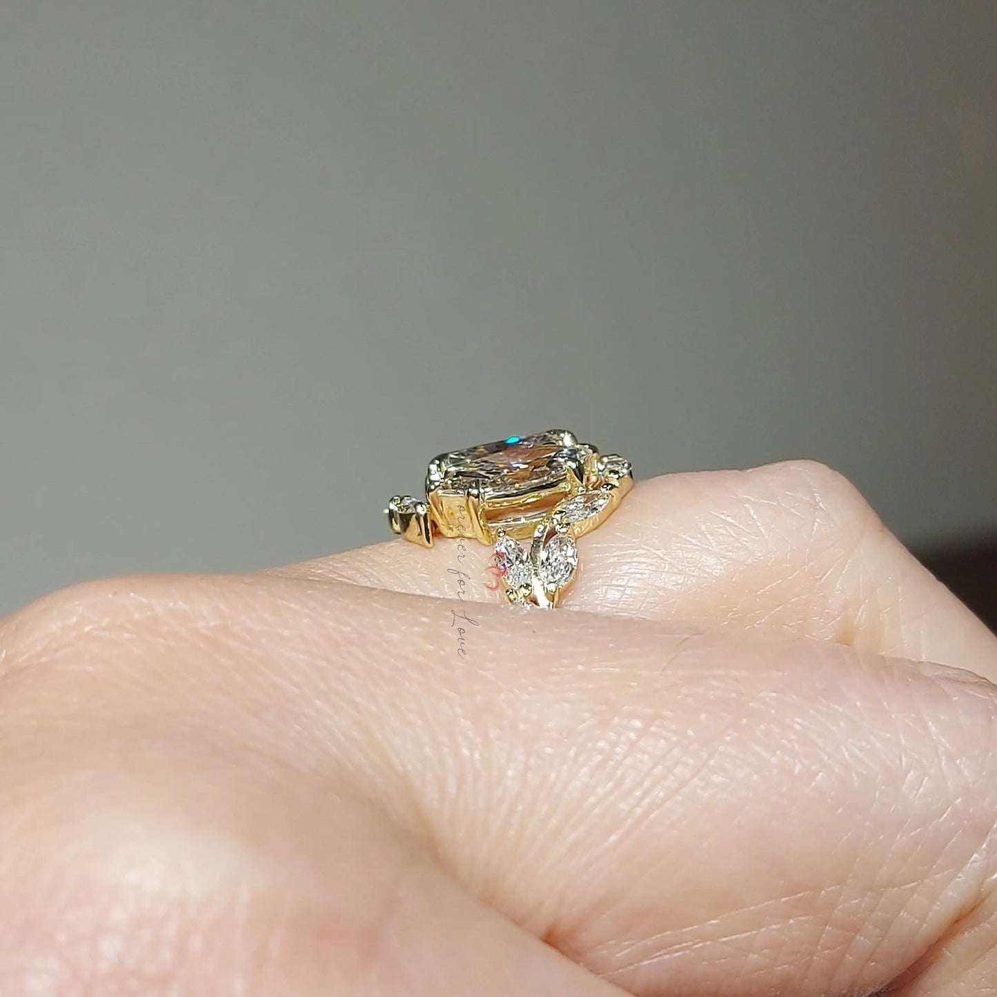 2ct Radiant & 1ct Marquise Diamond Vintage Fancy Ring | Toi Moi Two Stone Ring Forever For Love