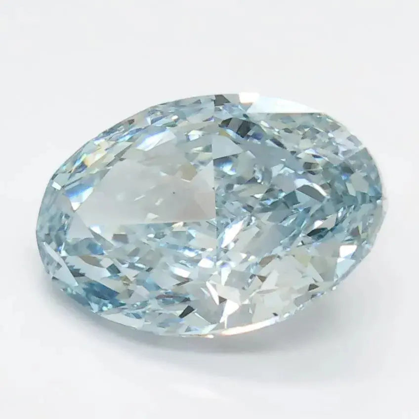 3.26ct Oval Lab Grown Diamond (Colour Fancy Intense Green Blue, Clarity VS1, IGI Certified) Forever For Love