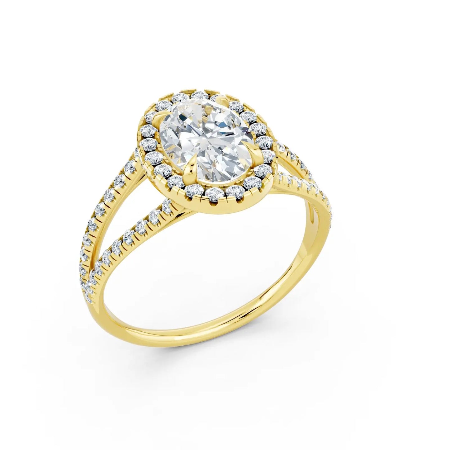 Oval Fancy Halo Ring with Split Pave Band Forever For Love