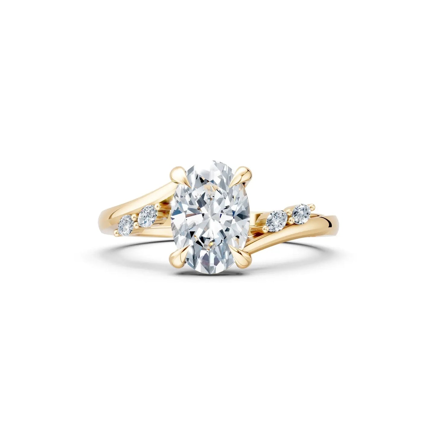 Unique Oval Diamond Ring with Marquise Band Forever For Love
