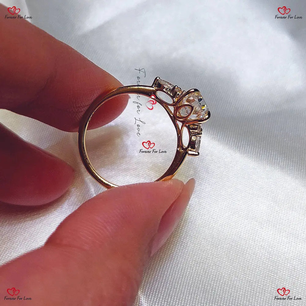 Oval Engagement Ring - Unique Cluster Design in Solid Gold Forever For Love