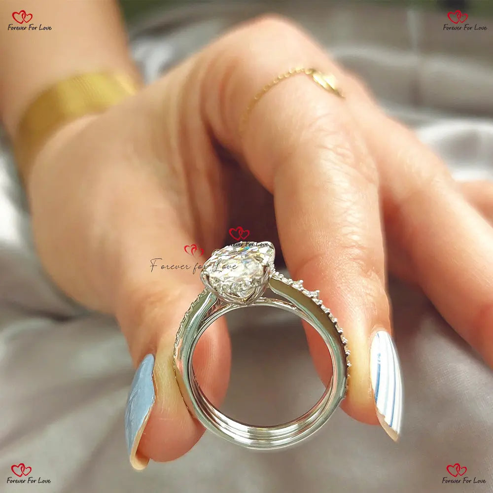 Hybrid Crushed Ice Oval Bridal Set in Solid Gold Forever For Love