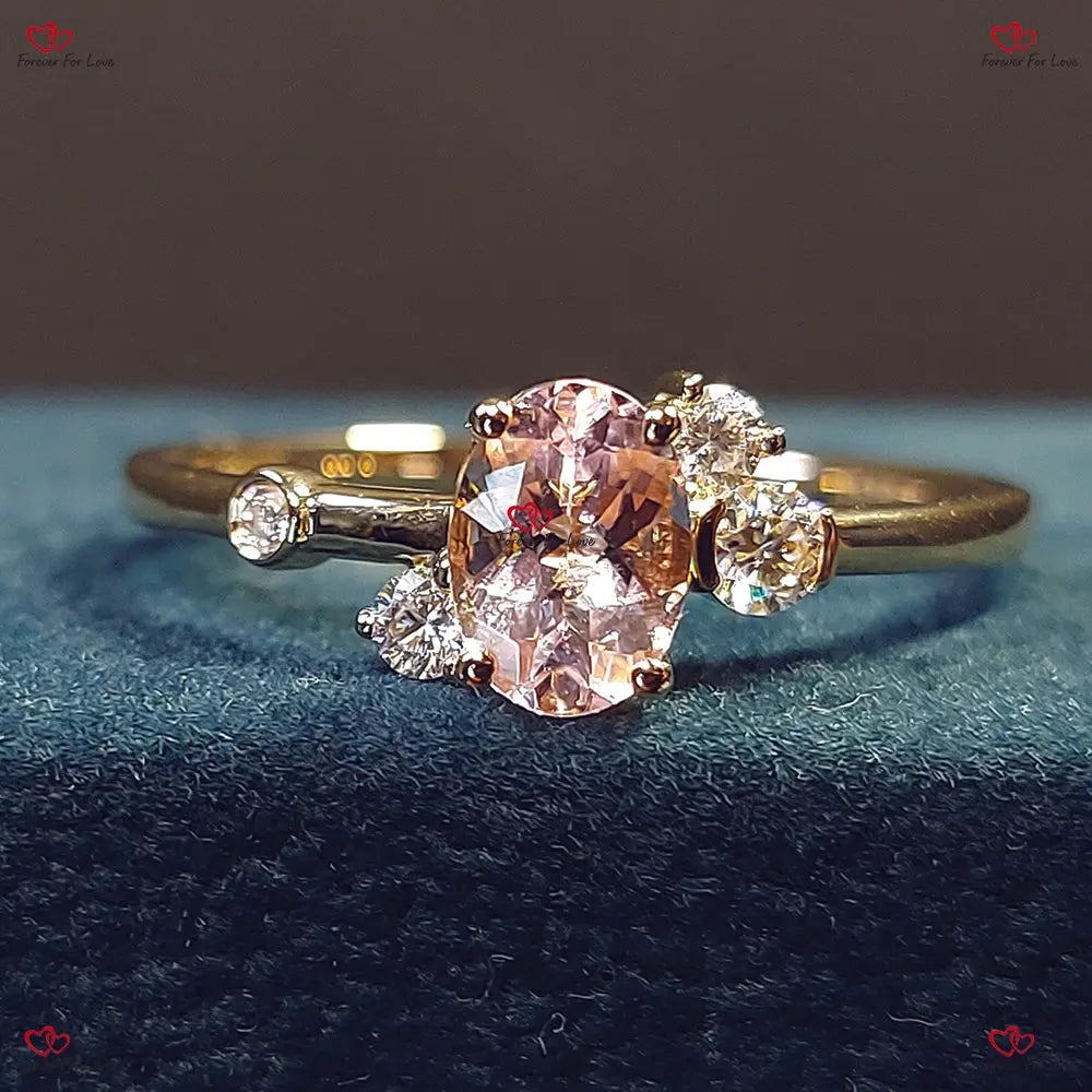 Oval Morganite Cluster Bridal Ring with Diamonds Forever For Love
