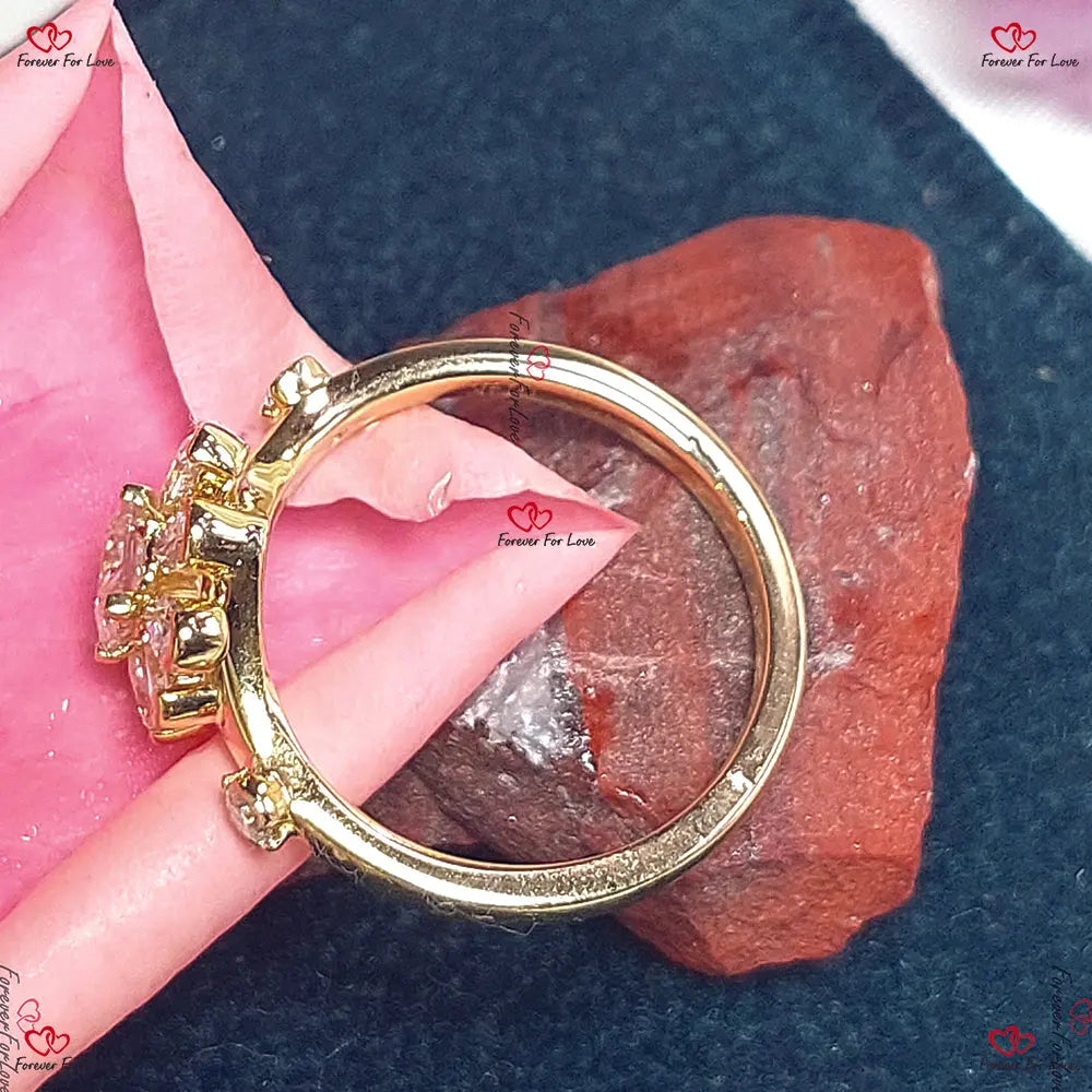 White Floral Vintage Cushion Cut Ring – Anniversary & Wedding Ring with Fancy Diamond Pear Gemstone in Solid Gold Forever For Love