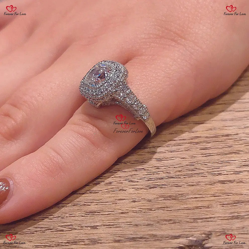 Vintage Art Deco Asscher Cut Lab Diamond Engagement Ring Forever For Love