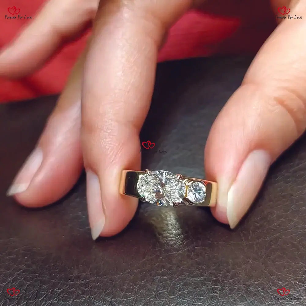 Oval Two Stone Chunky Engagement Ring Forever For Love