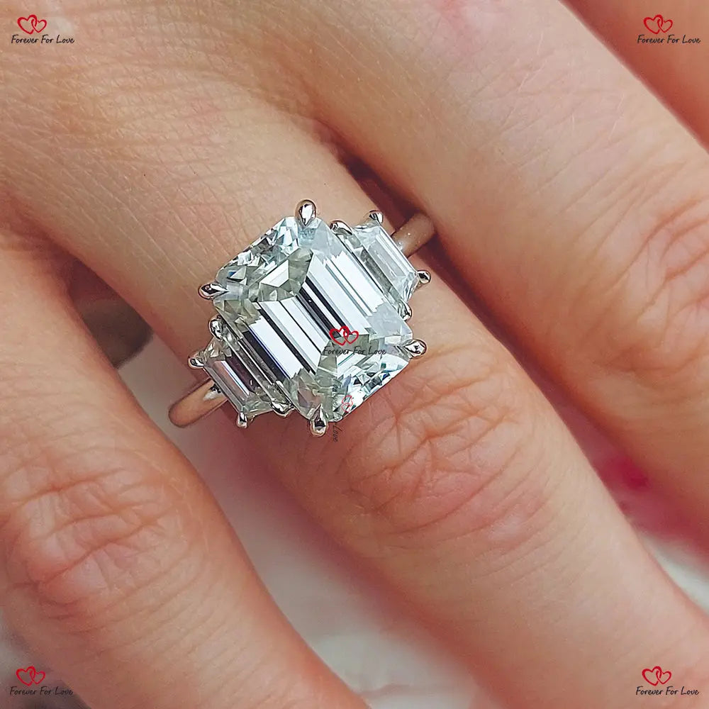 Timeless Elegance Emerald Cut Moissanite Engagement Ring Forever For Love