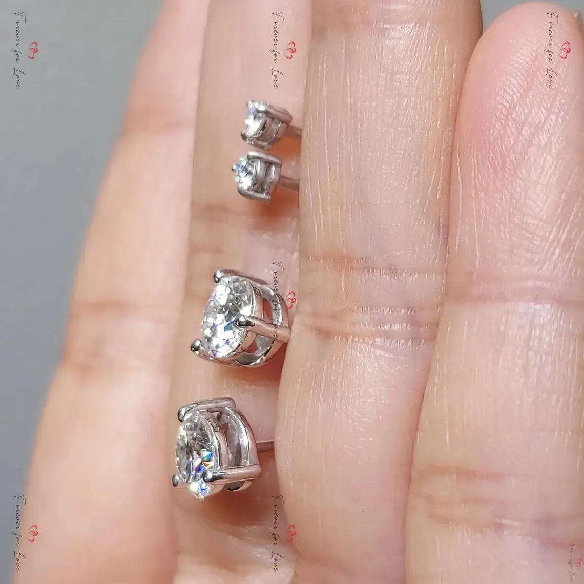 Solid Gold Moissanite Stud Earrings | Brilliant Round Cut Screw Back Forever For Love