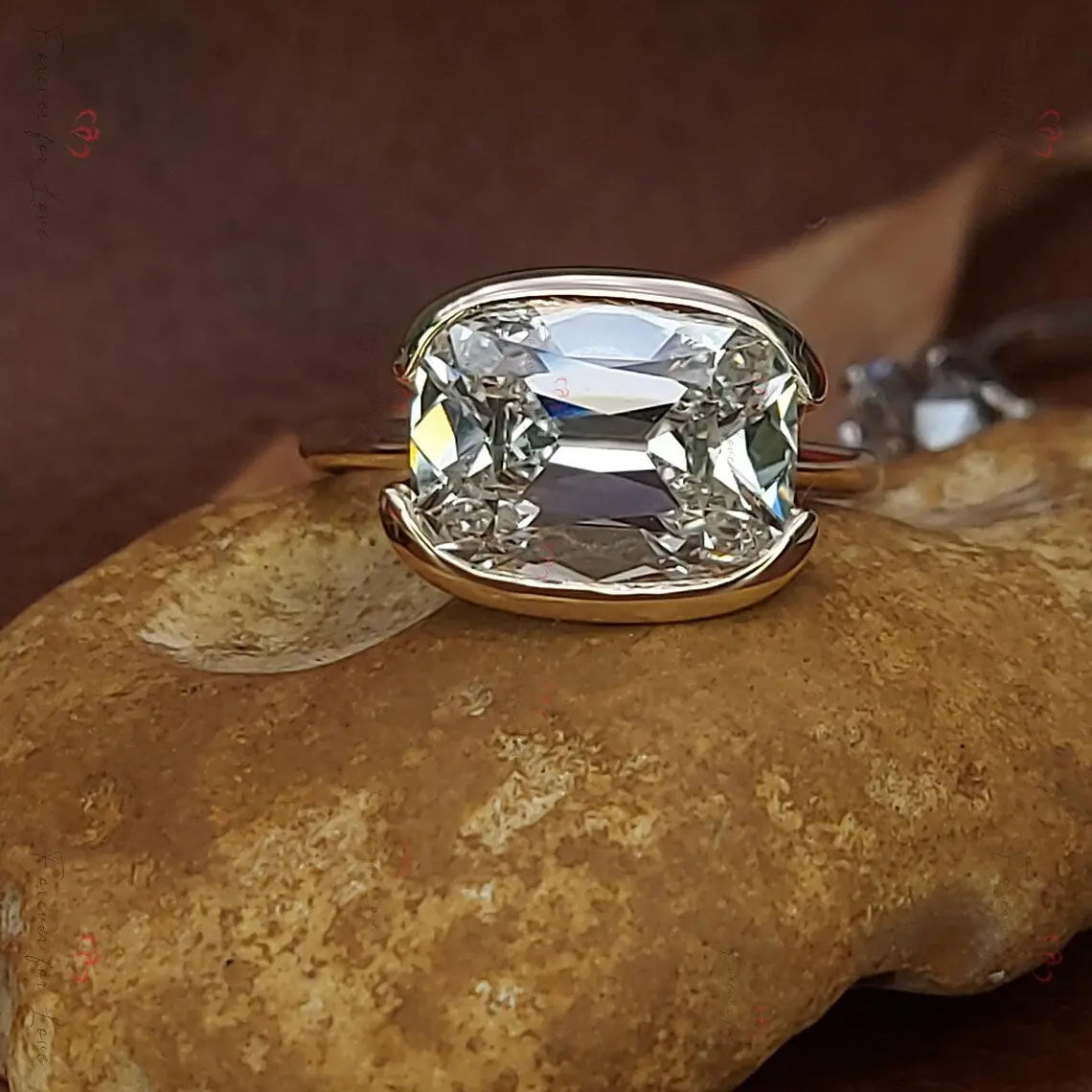 4ct Old Mine Lab Diamond Bezel-Set Ring | Cushion Cut Forever For Love