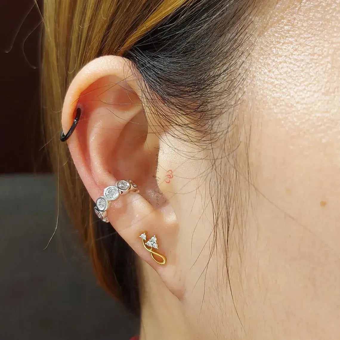 14K Gold Genuine Diamond Cuff Earring | 3mm Diamond Cartilage Piercing Forever For Love