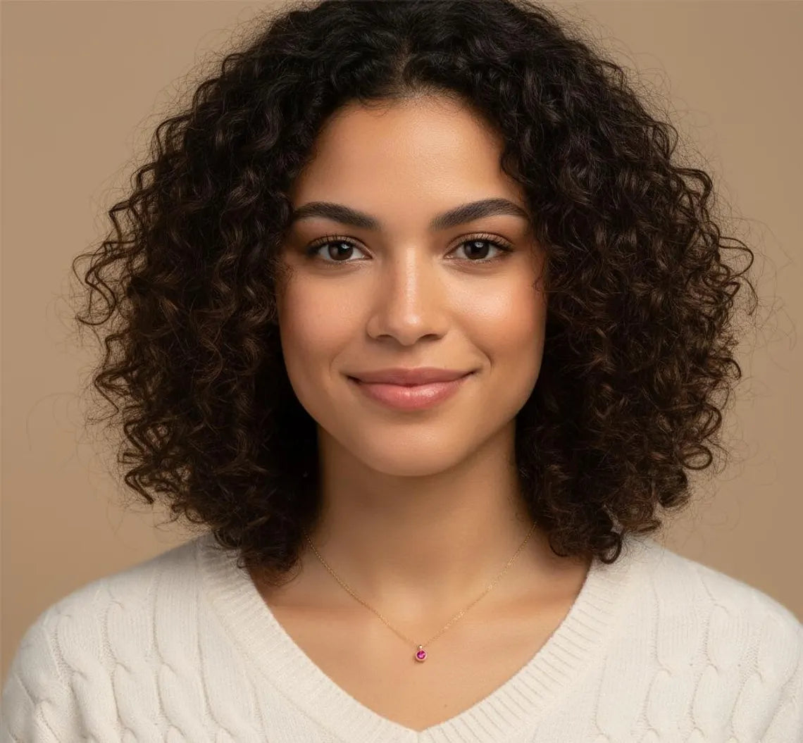 Blush Glow | 14K Solid Gold Pink Gemstone Bezel Necklace Forever For Love