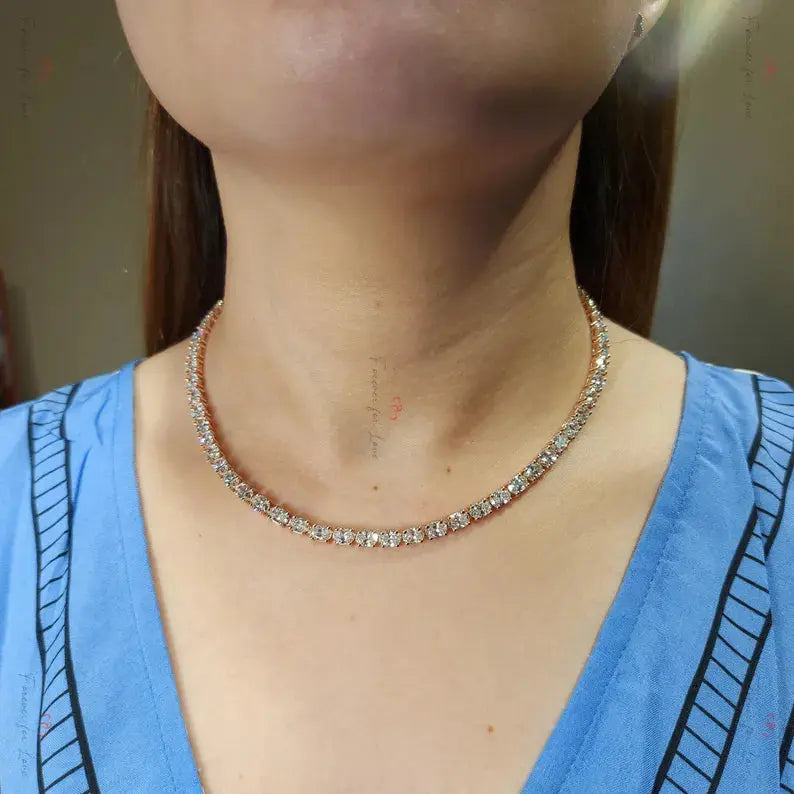 32ct Pear Tennis Necklace – Lab Diamond & Moissanite Forever For Love