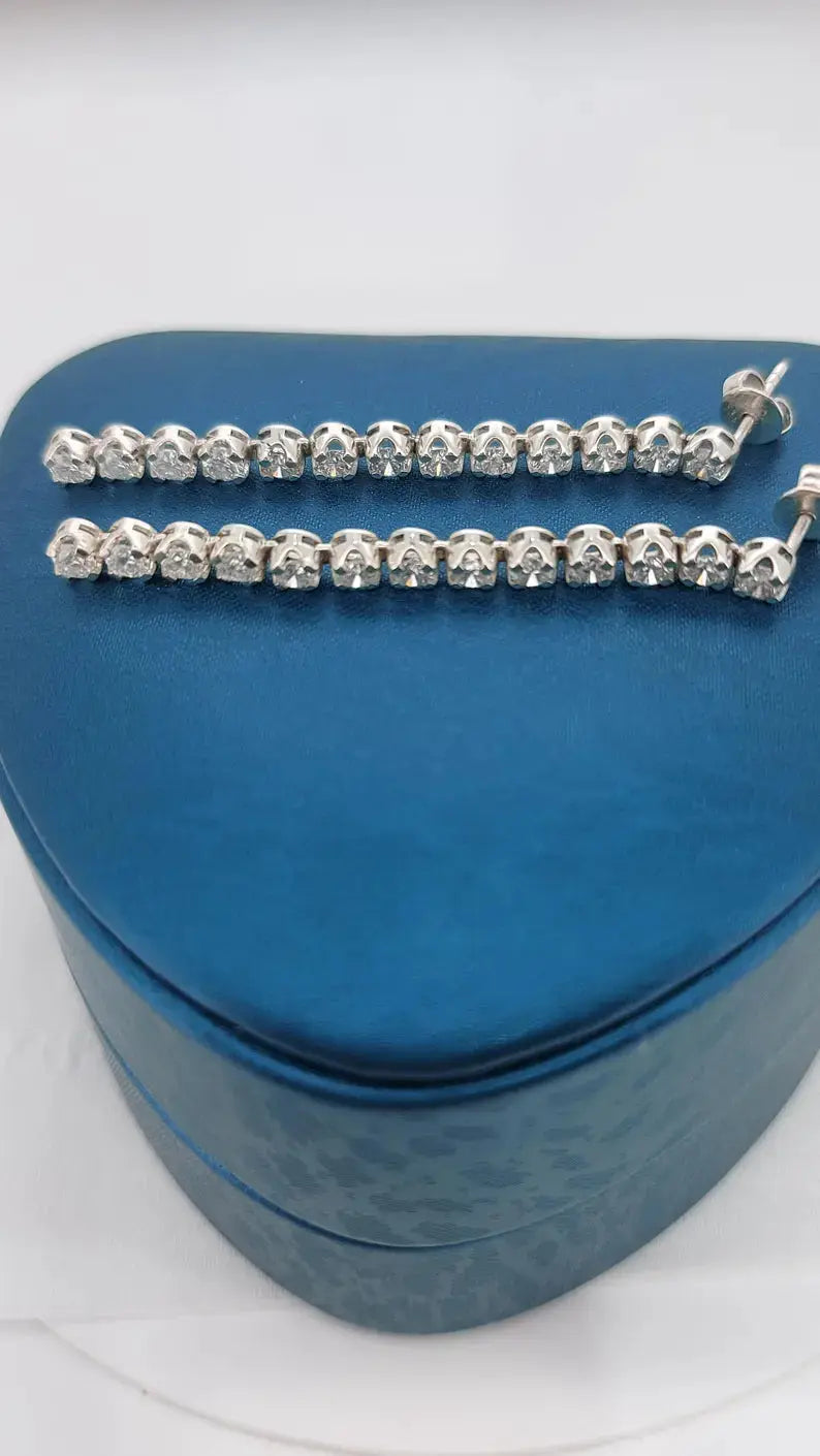 14k Gold Diamond Huggie Hoop Earrings | 3mm Real Diamond Dangling Hoops Forever For Love