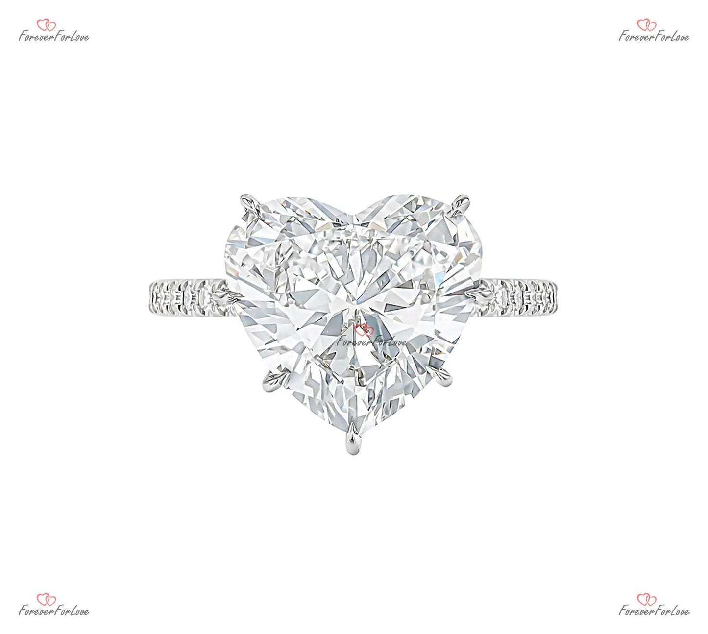 Heart Shaped Moissanite Engagement Ring | White Gold | Lifetime Warranty Forever For Love