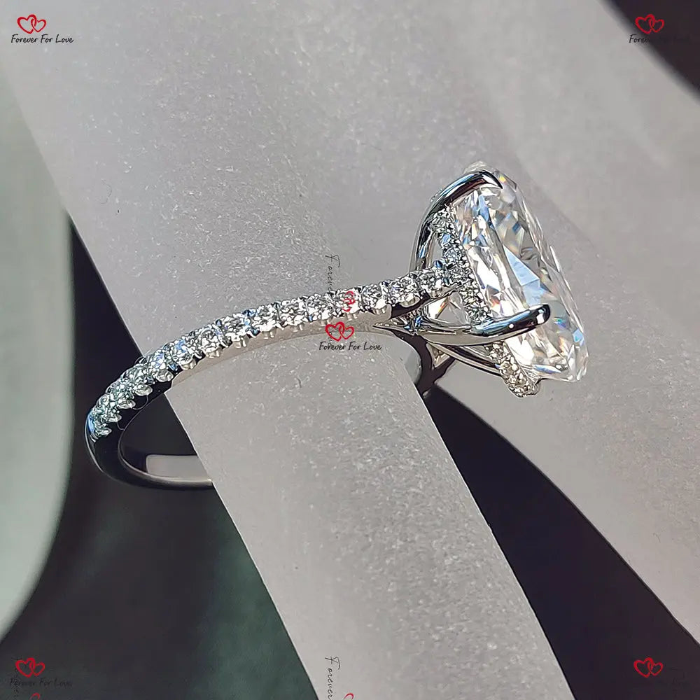 Crushed Ice Oval Diamond Hidden Halo Pave Band Bridal Ring Forever For Love
