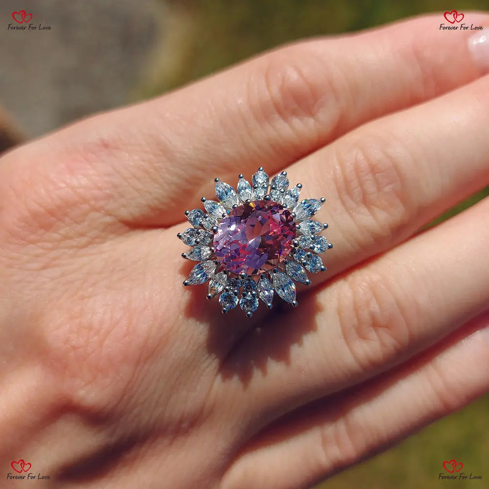 Vintage Light Pink Sapphire Engagement Ring with Marquise Diamond Accents Forever For Love