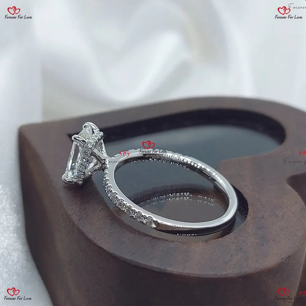 Radiant Diamond Engagement Ring With Hidden Halo Forever For Love