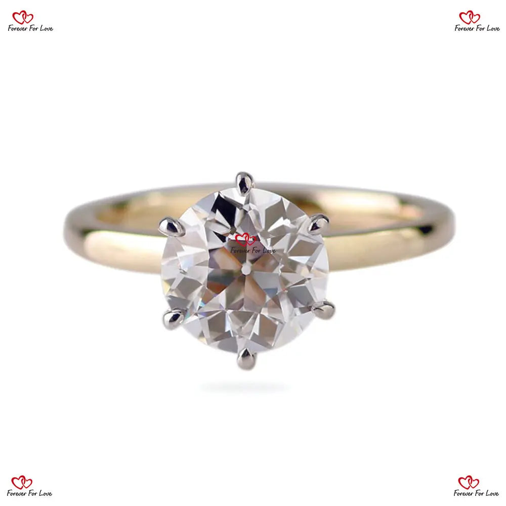 Old European Cut Moissanite Ring - Round OEC Vintage Engagement Ring Forever For Love