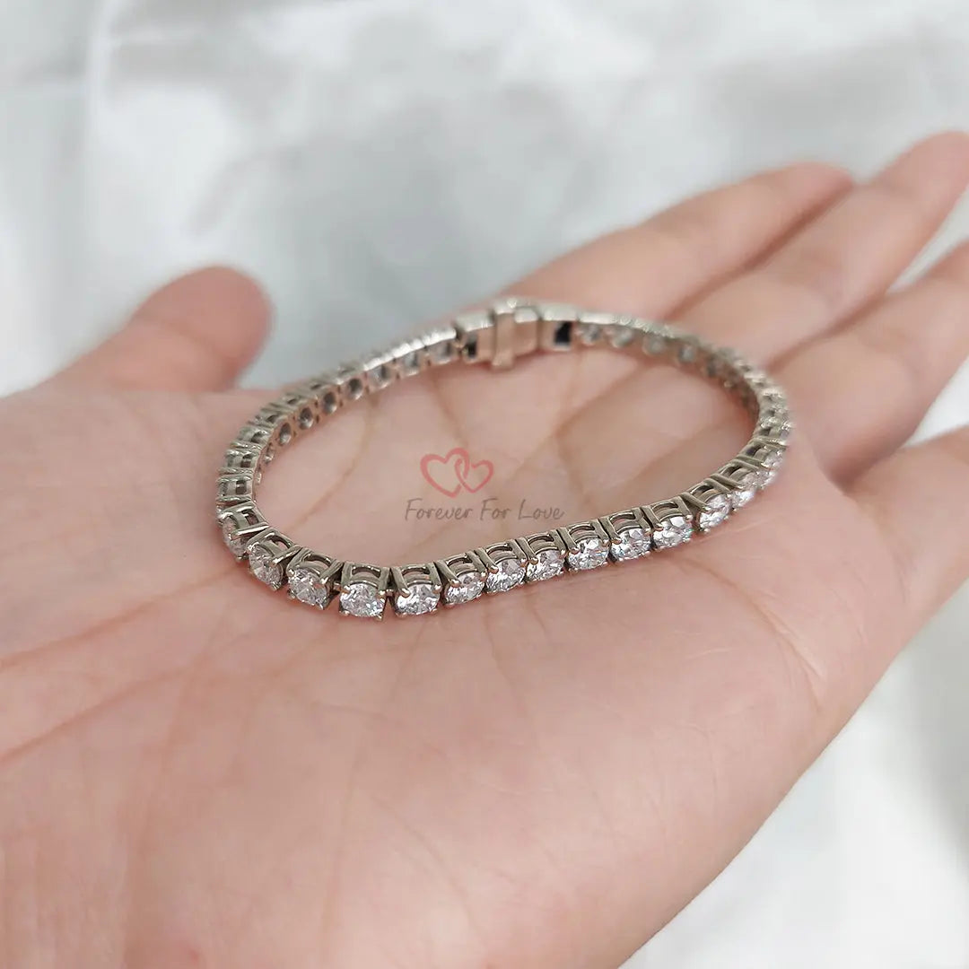 14K Solid Gold 5ct Lab Diamond Tennis Bracelet Gift for her Forever For Love