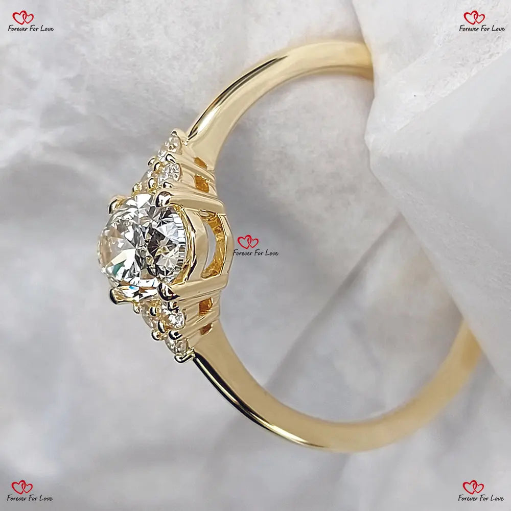Elegance Defined: Natural Oval Diamond Three Stone Cluster Ring Forever For Love