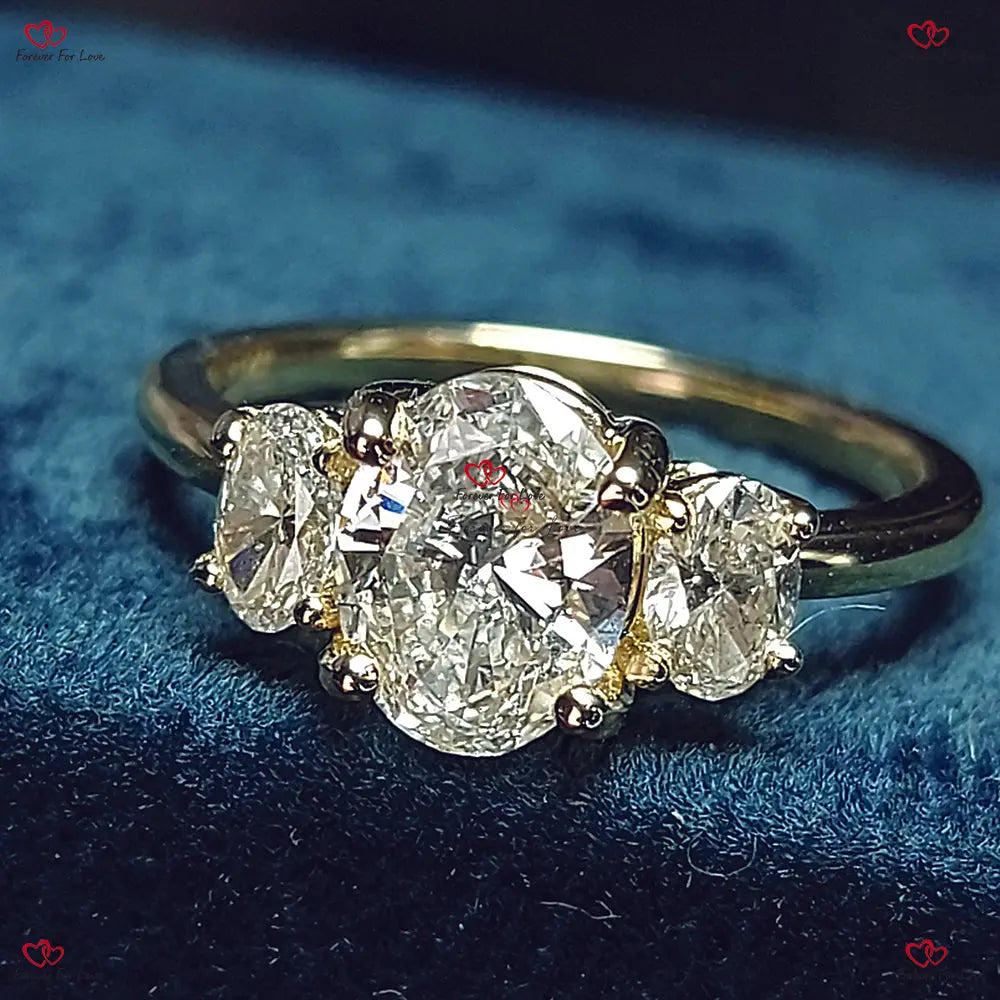 Oval Cut Trilogy Diamond Engagement Ring / Anniversary Ring Forever For Love