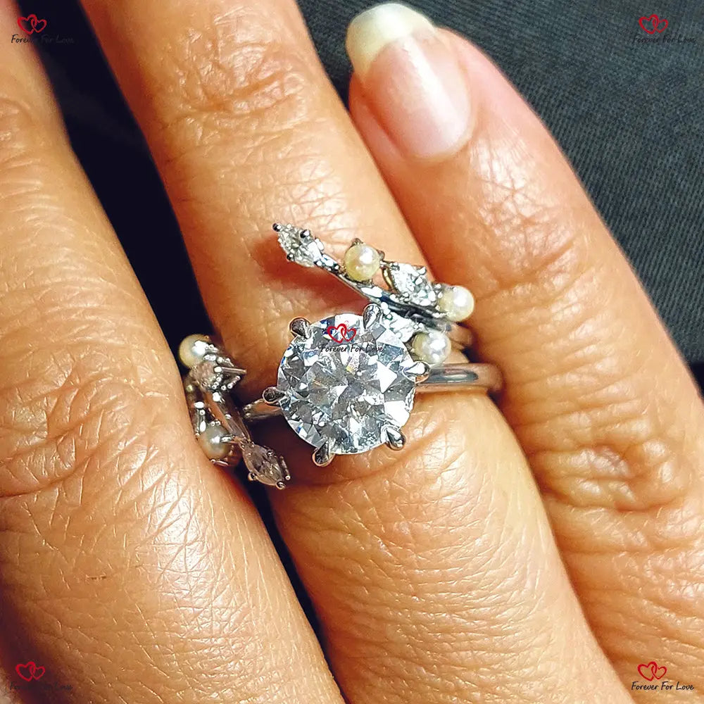 Vintage Marquise Cut and Pearl Enhancer Wedding Band Forever For Love