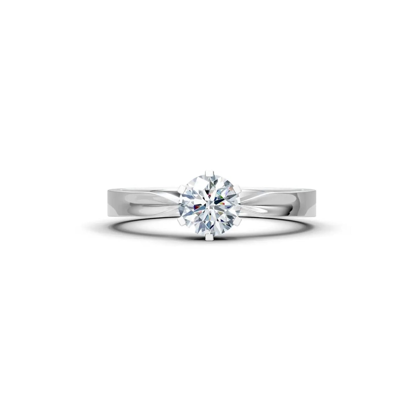 Six-Prong Round Diamond Engagement Ring with a Pinched Shank - Round