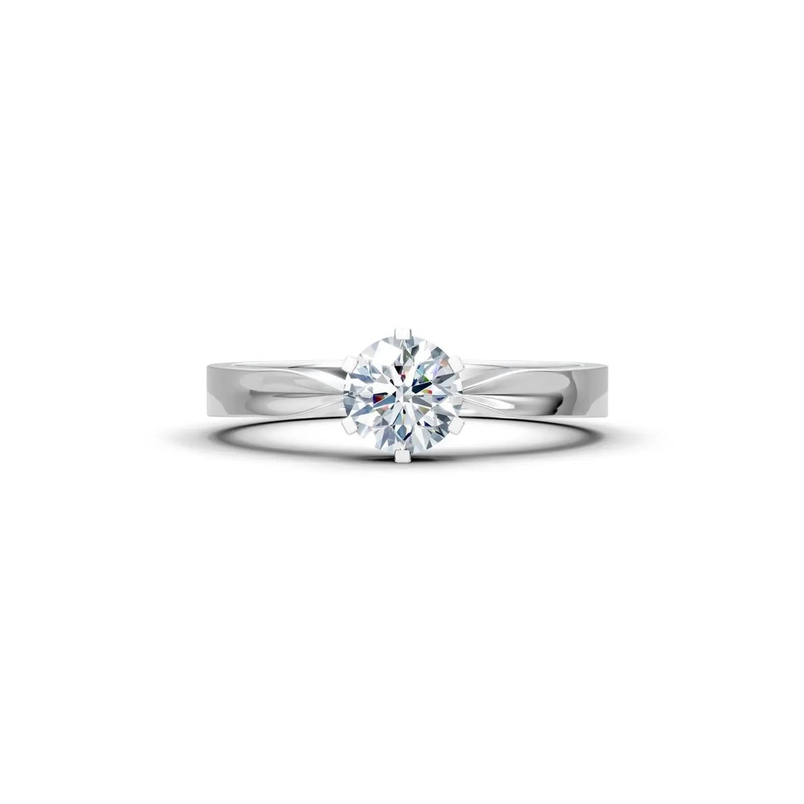 Six-Prong Round Diamond Engagement Ring with a Pinched Shank - Round