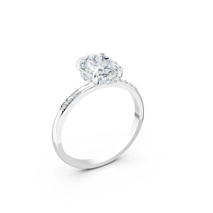 Oval Diamond Engagement Ring with Halo and Side-By-Side Round Diamond Band Forever For Love