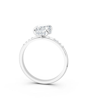 Oval Diamond Engagement Ring with Halo and Side-By-Side Round Diamond Band Forever For Love