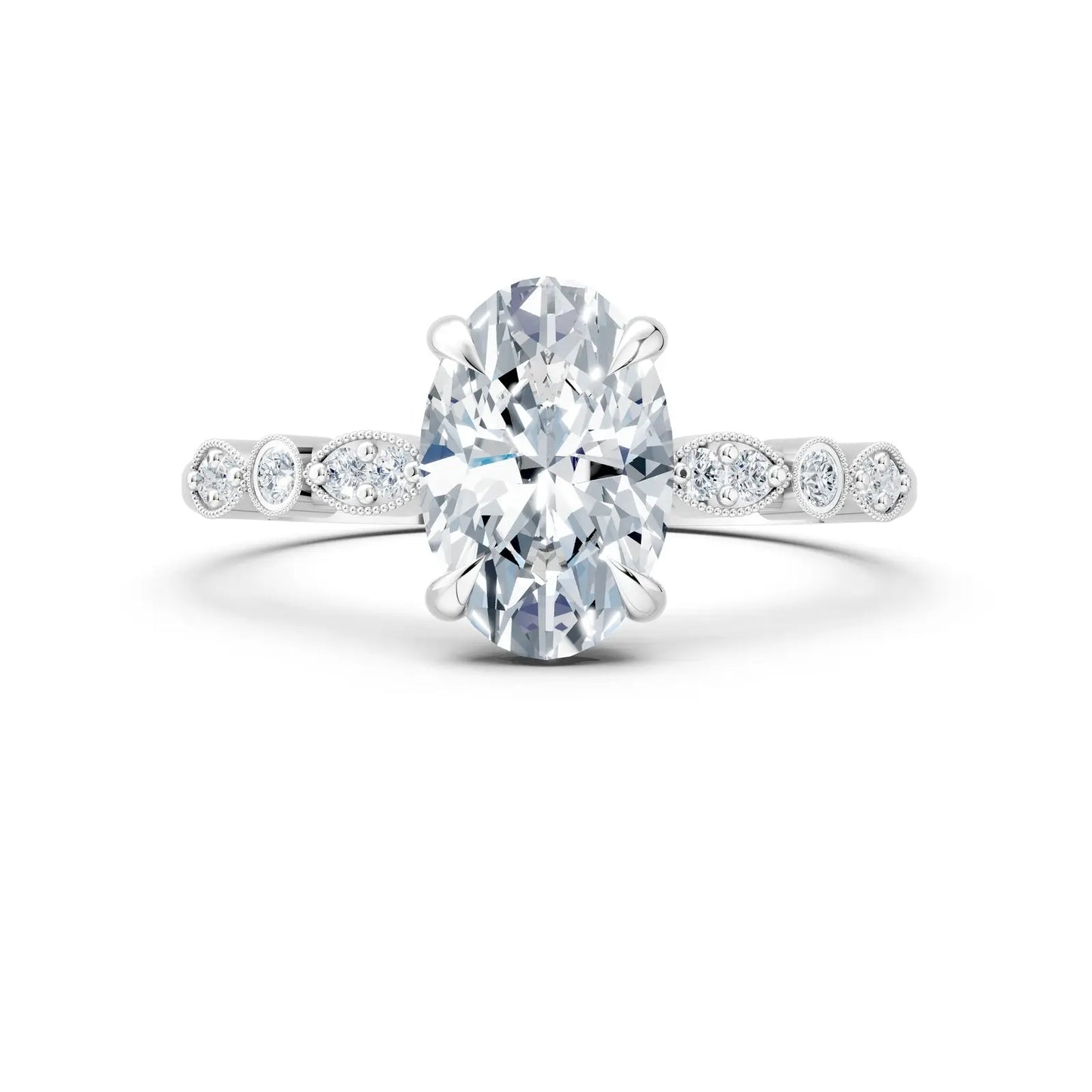 Oval Fancy Pave Diamond Engagement Ring Forever For Love