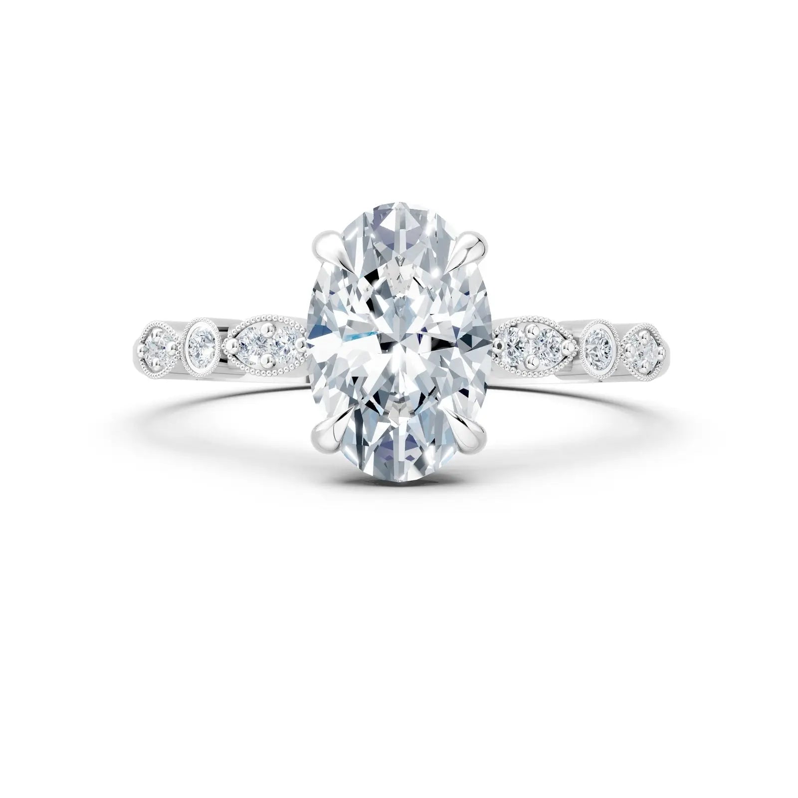 Oval Fancy Pave Diamond Engagement Ring Forever For Love
