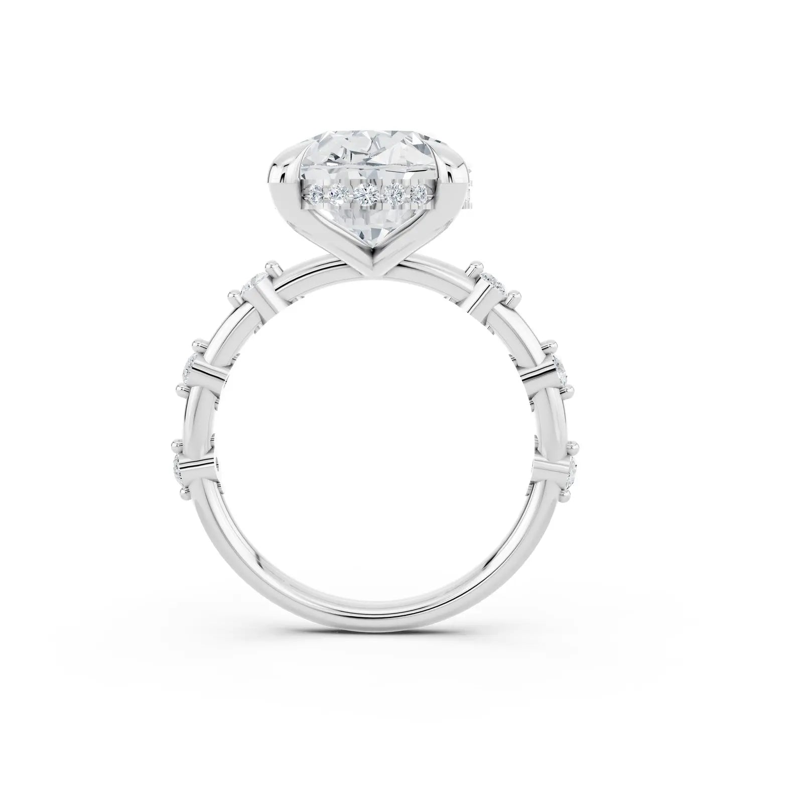 Oval Diamond Engagement Ring with Floating Pave Halo Forever For Love