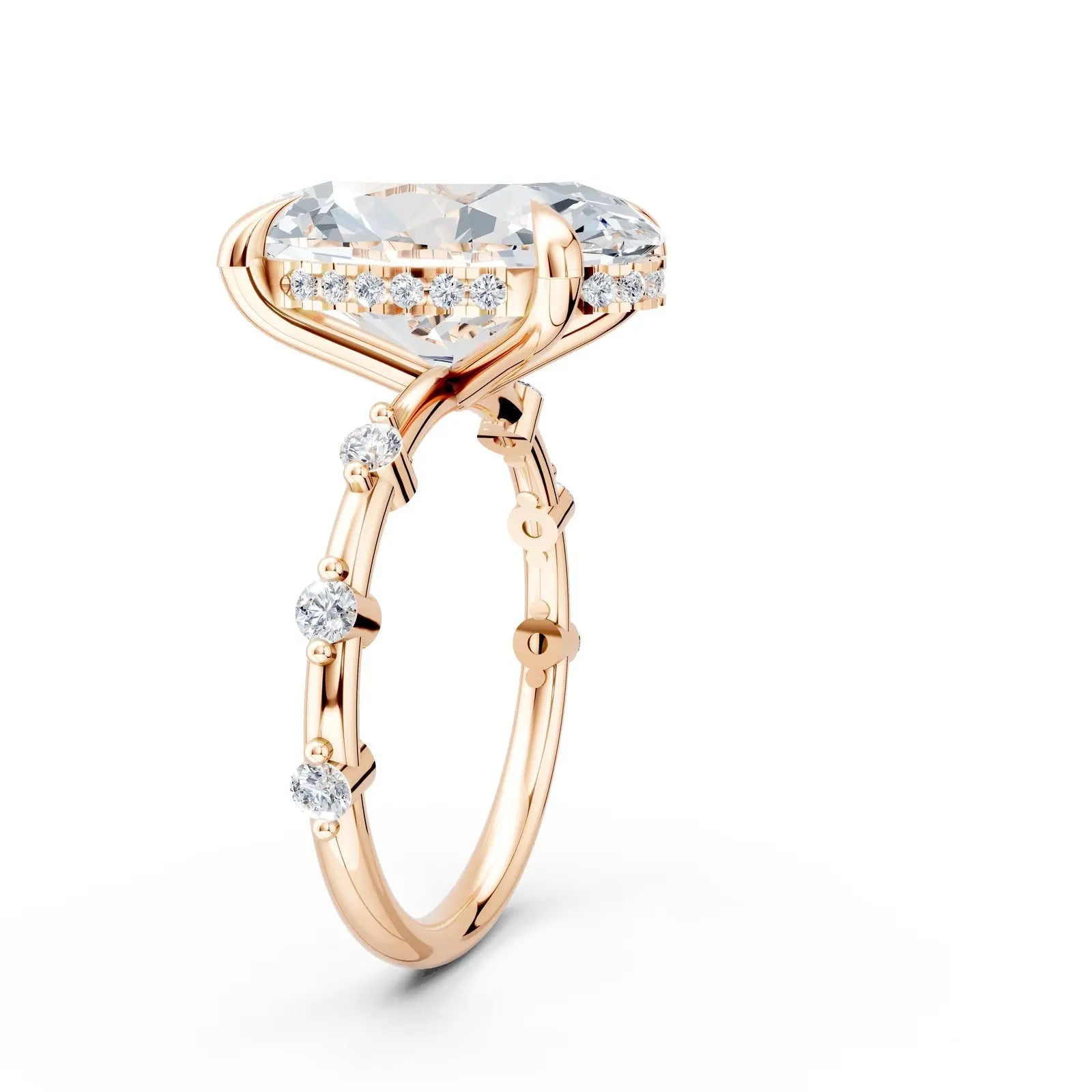 Oval Diamond Engagement Ring with Floating Pave Halo Forever For Love