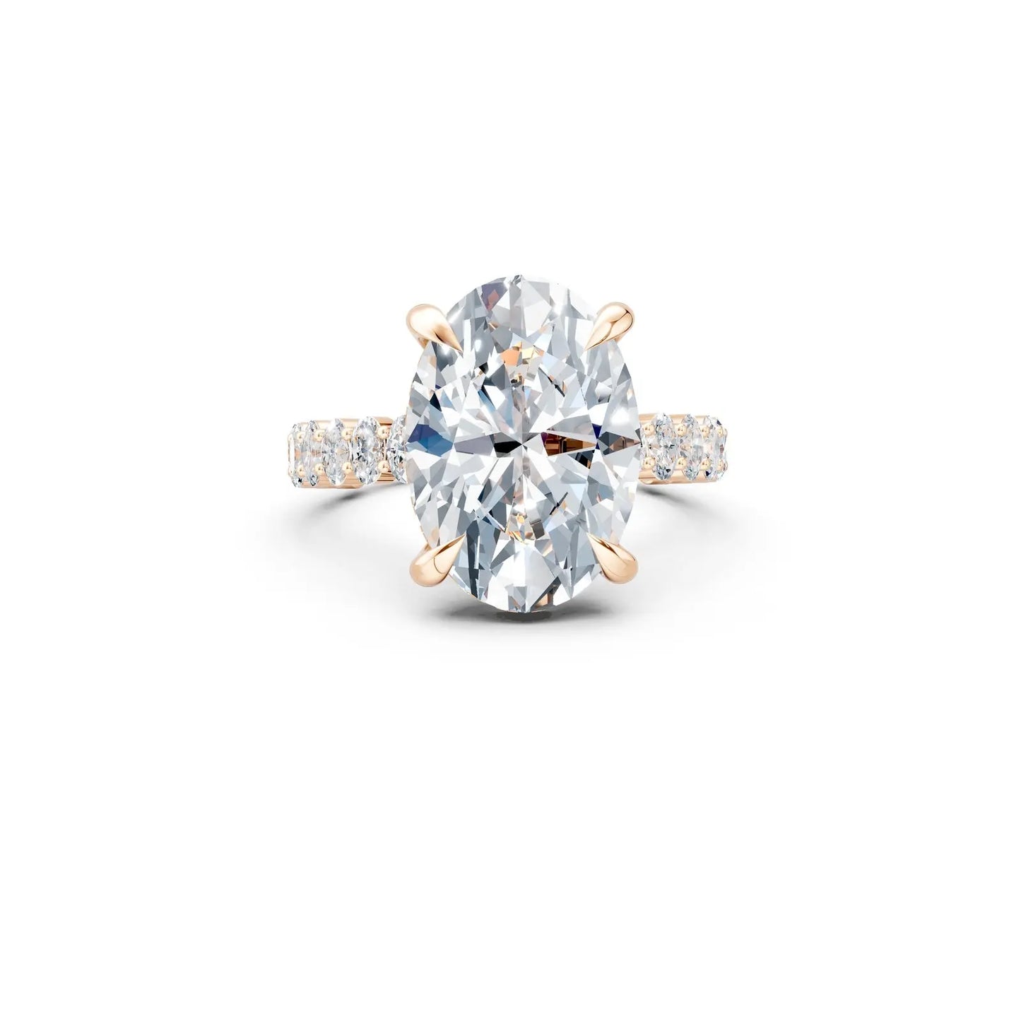 Oval Diamond Hidden Halo Ring with Chunky Pave Band Forever For Love