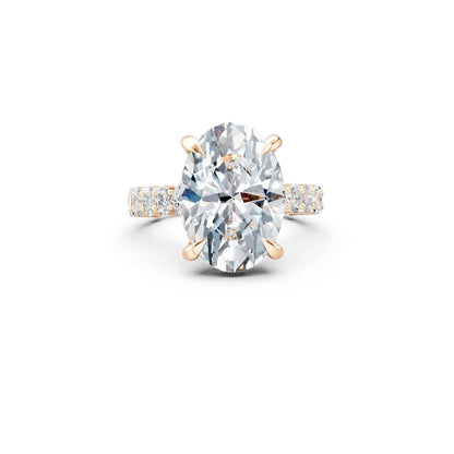 Oval Diamond Hidden Halo Ring with Chunky Pave Band Forever For Love