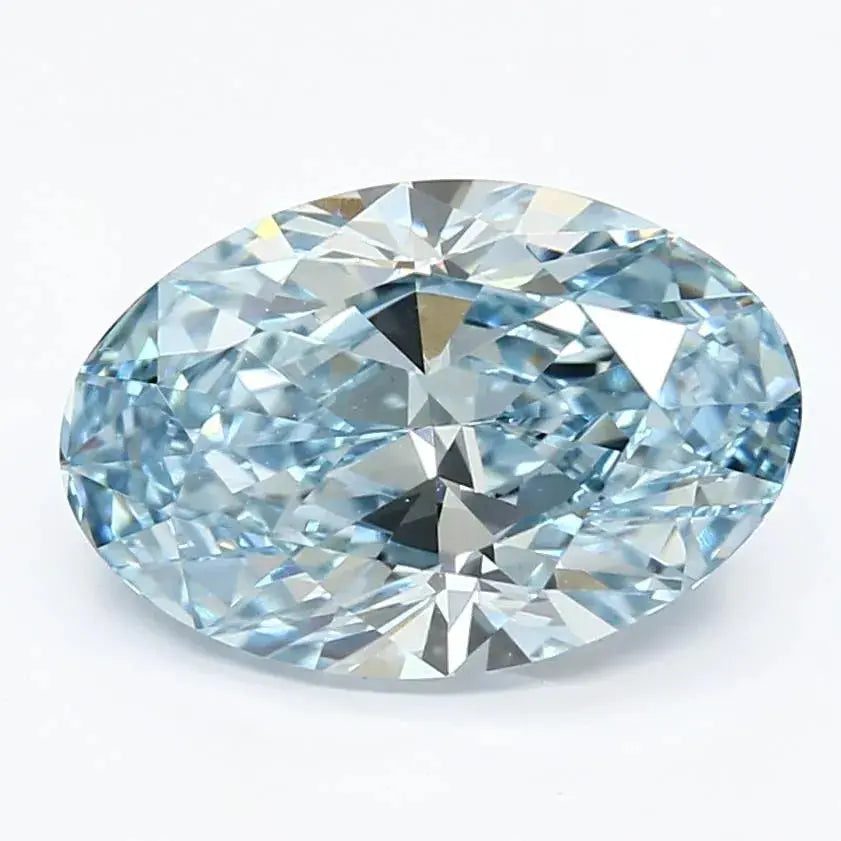3.02ct Oval Lab Grown Diamond (Colour Fancy Vivid Blue, Clarity VVS2, IGI Certified) Forever For Love