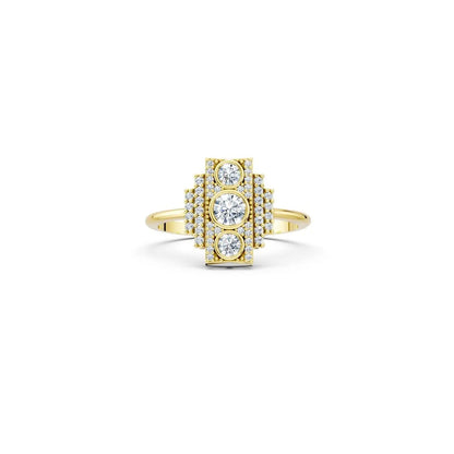 Art Deco Style Diamond and Milgrain Cluster Ring - Round