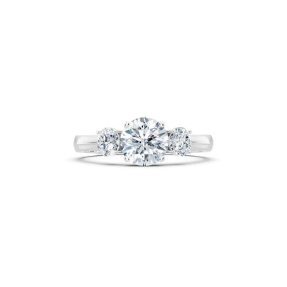 Three-Stone Round Diamond Engagement Ring with Oval Side Stones - Round