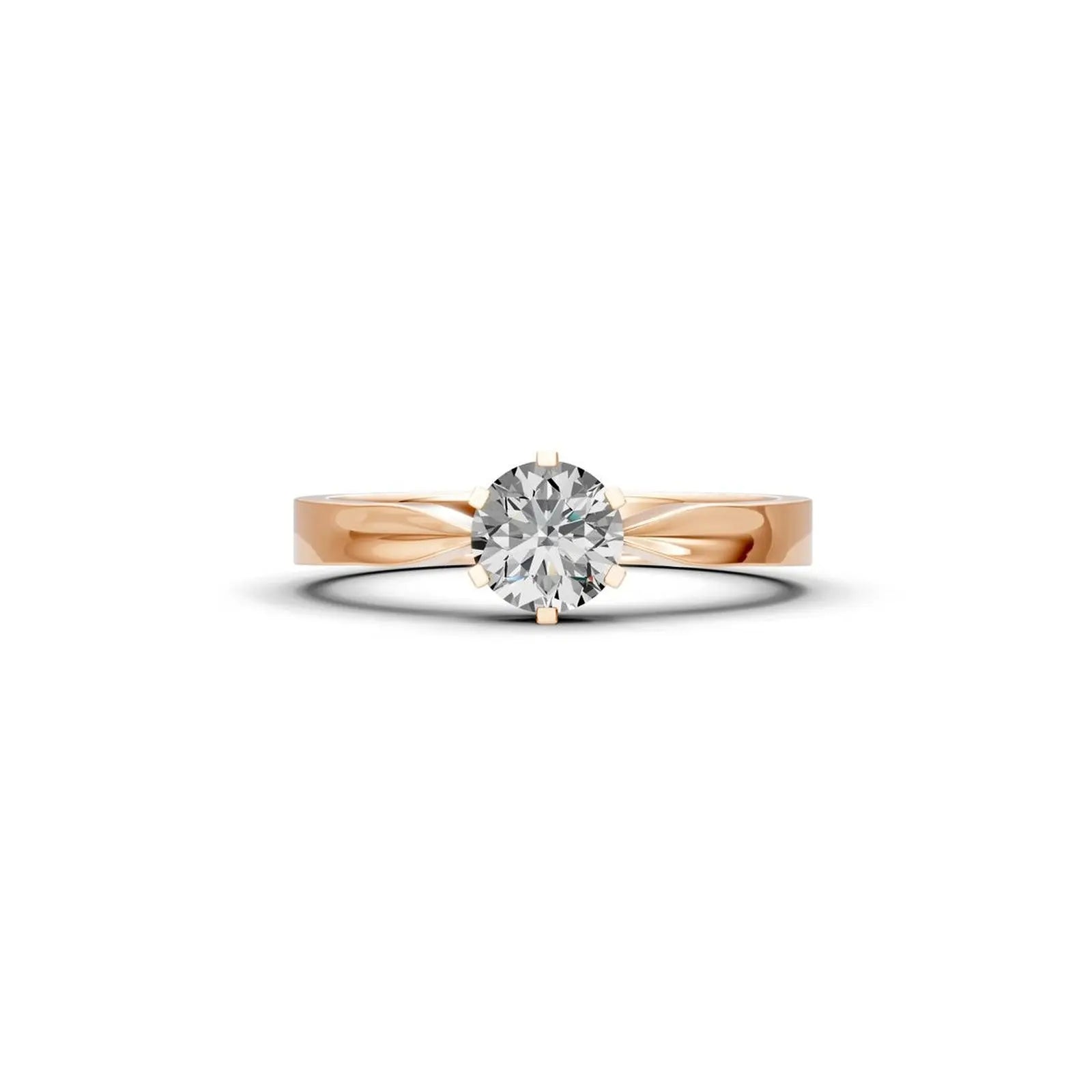 Six-Prong Round Diamond Engagement Ring with a Pinched Shank - Round