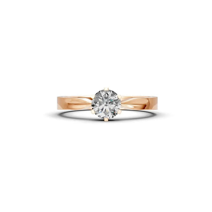 Six-Prong Round Diamond Engagement Ring with a Pinched Shank - Round