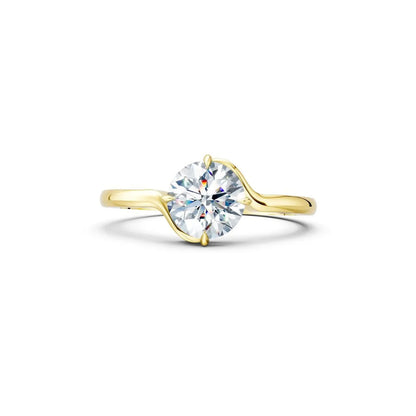 Bypass Solitaire Round Diamond Engagement Ring - Round