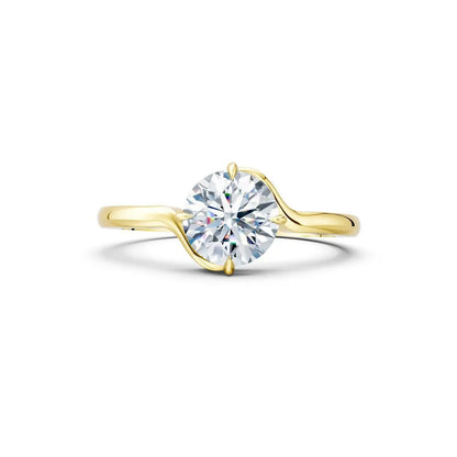 Bypass Solitaire Round Diamond Engagement Ring - Round